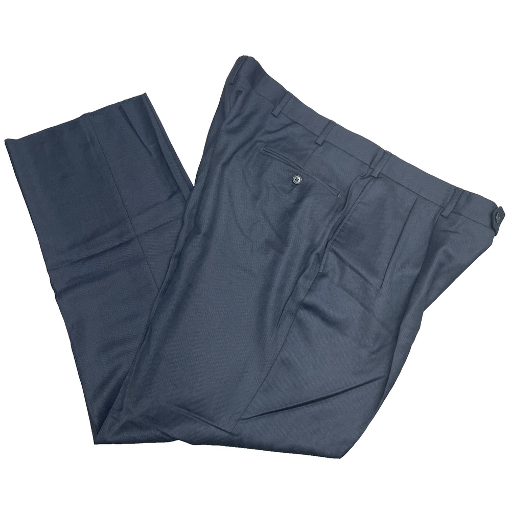 Jos A Bank Signature Gold Mens 39x31.5 No Hem Navy Dress Pants Pleated 100% Wool